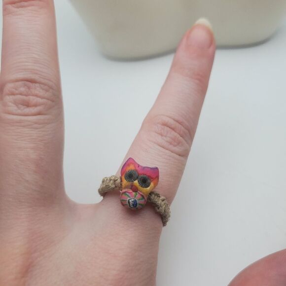 Native tye die owl rope ring size 5.5 🌟 - Picture 1 of 2